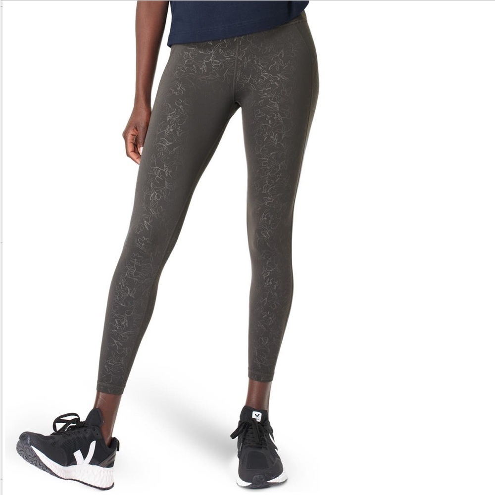 Sweaty Betty All Day embossed leggings slate grey floral emboss XXS NWT
